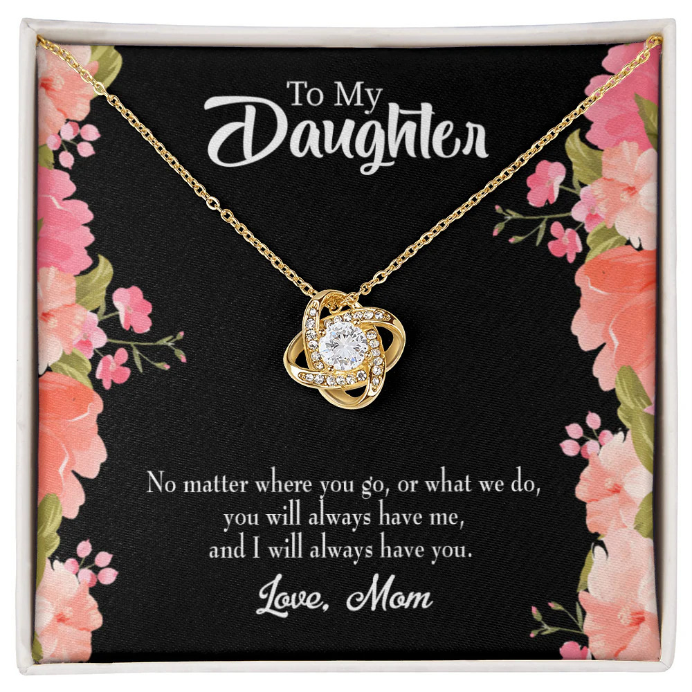 Daughter Mom Always You Infinity Knot Cz Necklace Gold Tone Standard Box